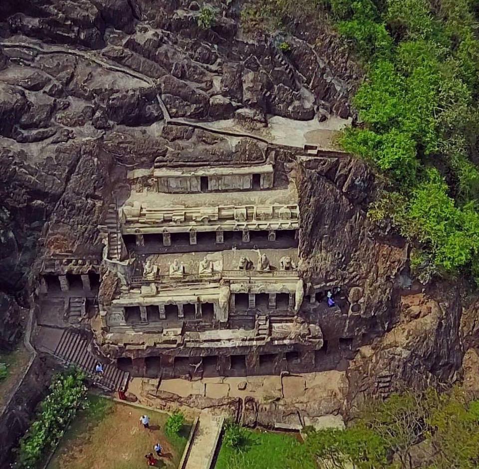 Undavalli Caves Andhra Pradesh Drone View