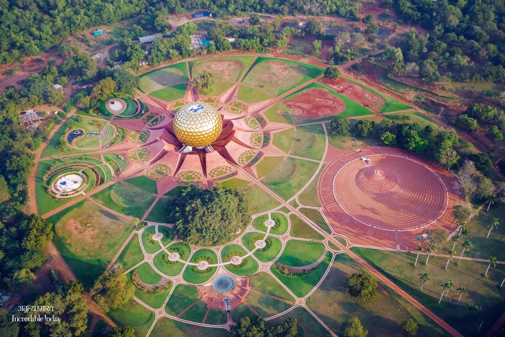 matrimandir Pondicherry Drone View
